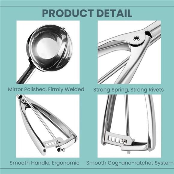 Cookie Scoop, Ice Cream Scoop,18/8 Stainless Steel - Picture 6 of 8